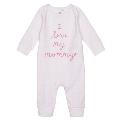 Baby girls' pink 'I love my mummy' sleepsuit